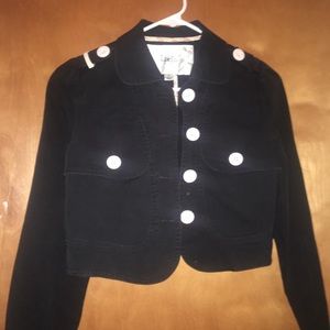 Black with white buttons blazer